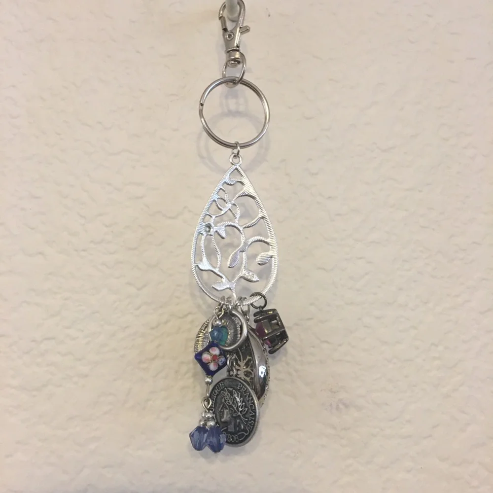 Vintage repurpose salvaged estate gem keychain